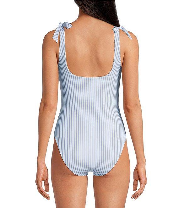 A Loves A Reversible Chevron Flower Bandeau Tie Shoulder One Piece Swimsuit Product Image