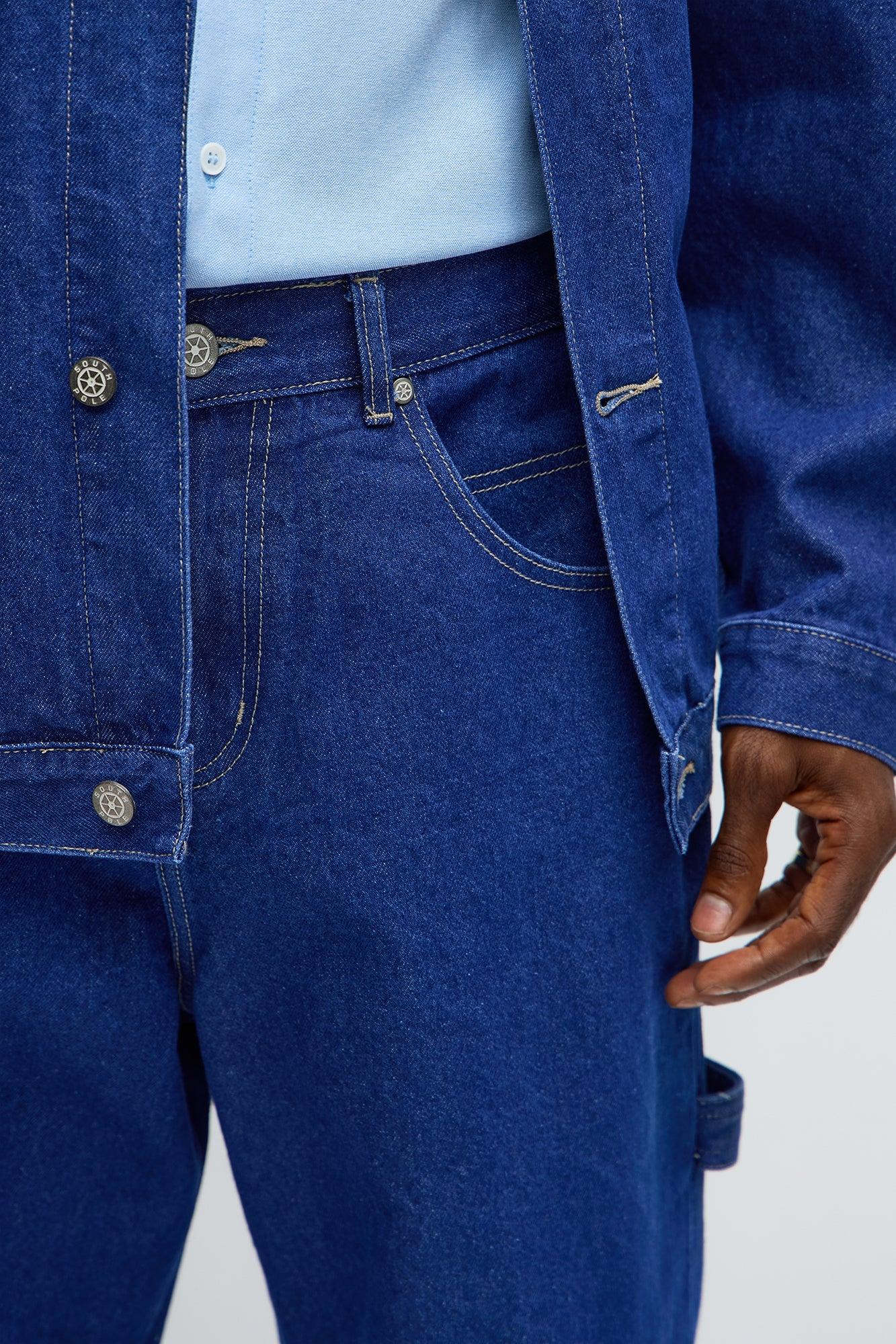 Southpole Baggy Contrast Stitch Back Hit Jeans - Blue Wash Male Product Image