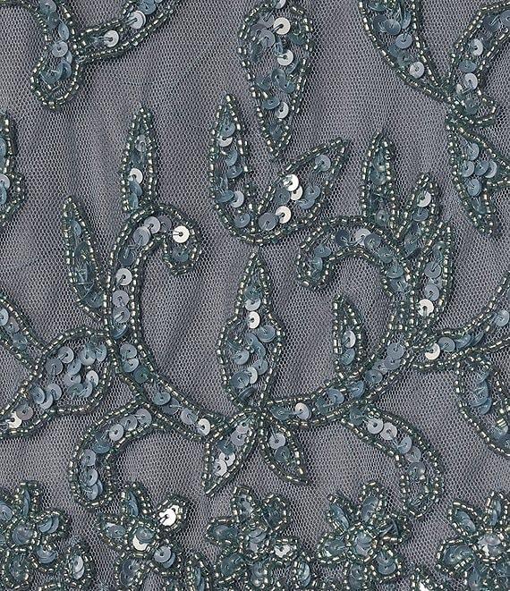 Pisarro Nights Beaded Bodice Boat Neck 3/4 Sleeve Taffeta Gown Product Image