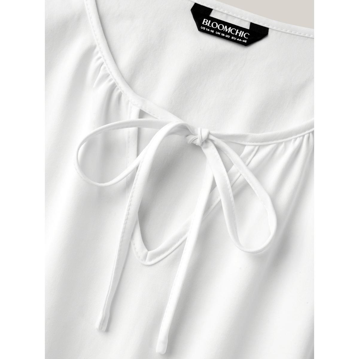 Plus Size Textured Eyelet Sleeve Pockets Midi Dress WhiteSmoke Women Flat collar with V-notch Half Sleeve Curvy BloomChic 14-16/1X Product Image