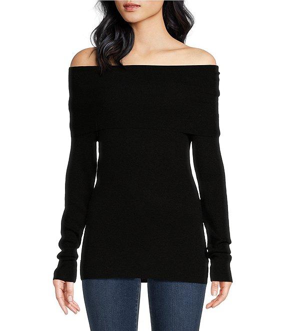 WAYF Sonia Off-The-Shoulder Neck Long Sleeve Sweater Top Product Image