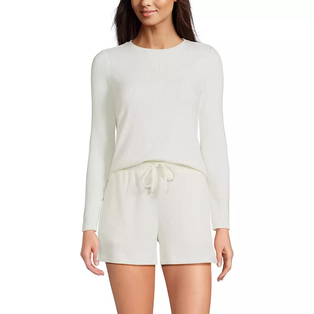 Women's Lands' End 2-pc. Cozy Brushed Rib Pajama Top & Pajama Shorts Set,  Product Image