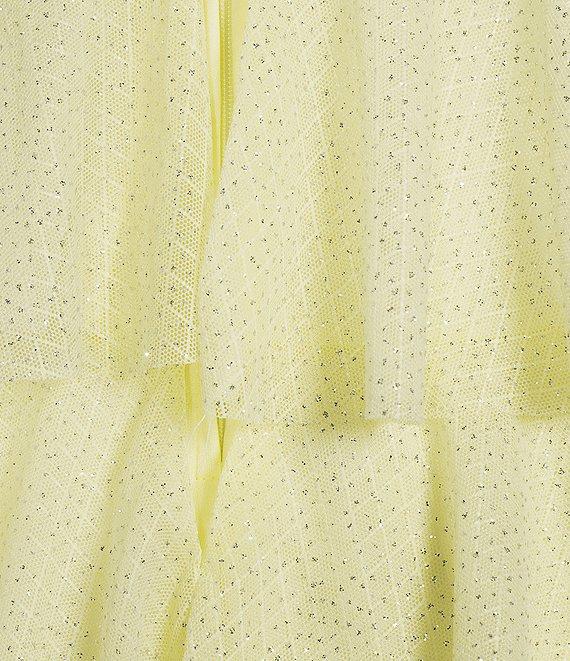 Honey and Rosie Sweetheart Off Shoulder Mesh Drape Ruffle Skirt Dress Product Image