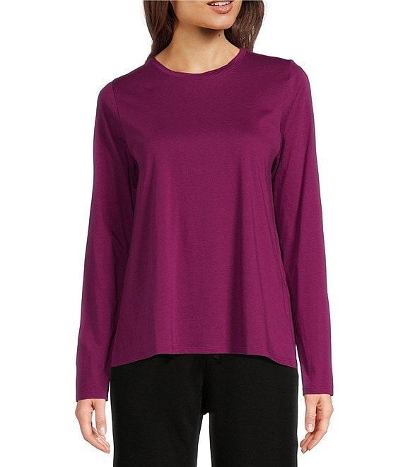 Eileen Fisher Organic Pima Cotton Jersey Crew Neck Long Sleeve Tee Shirt Product Image