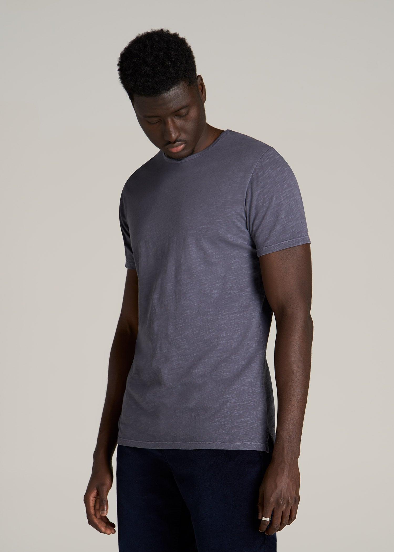 REGULAR-FIT Slub Tee for Tall Men in Grey Blue Male Product Image