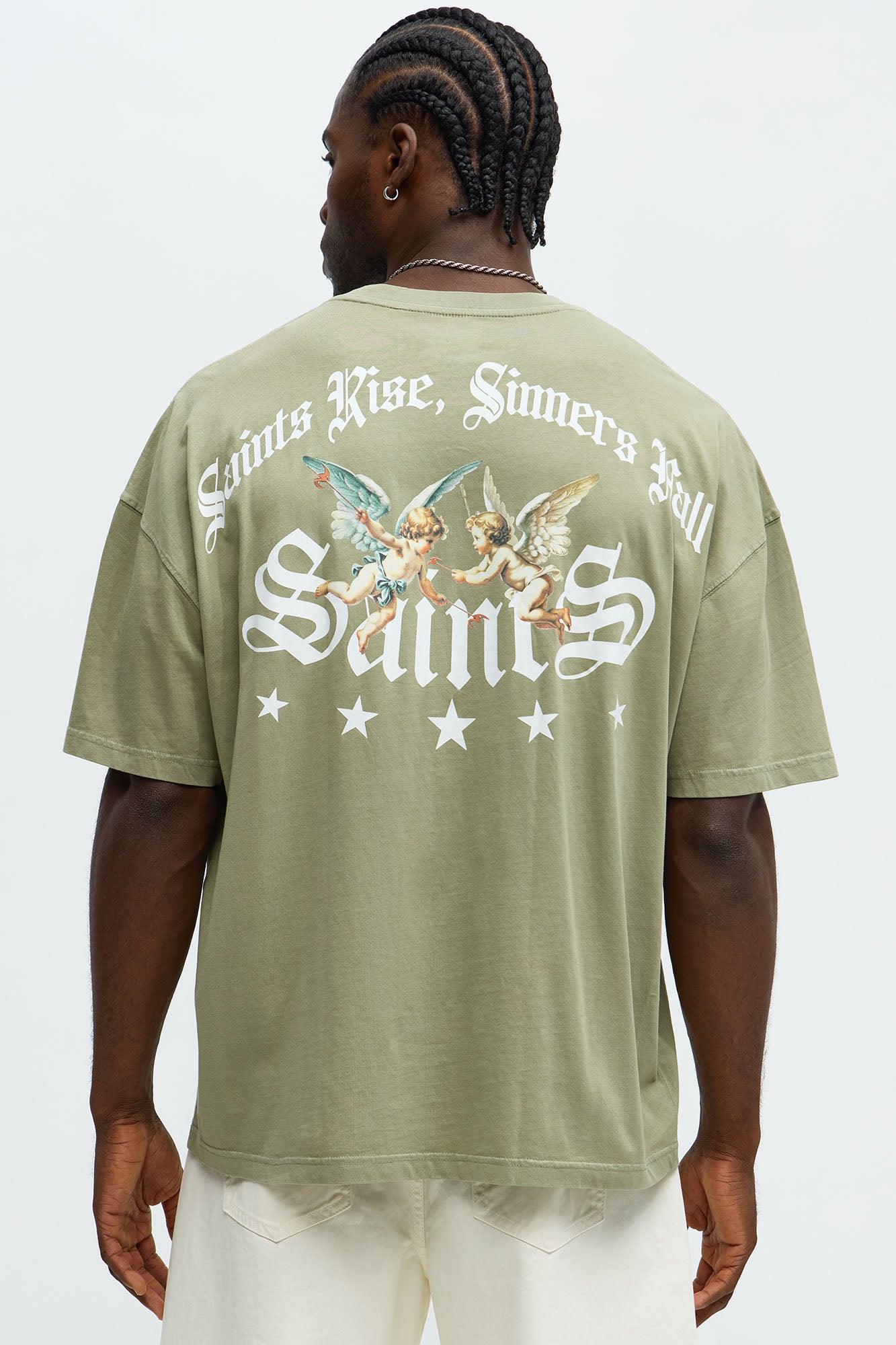 Saints Rise Saints Fall Oversized Short Sleeve Tee - Olive Male Product Image