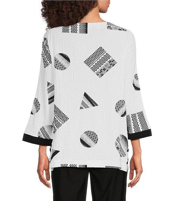 Ali Miles Round Neck 3/4 Sleeve Print Popover Tunic Product Image