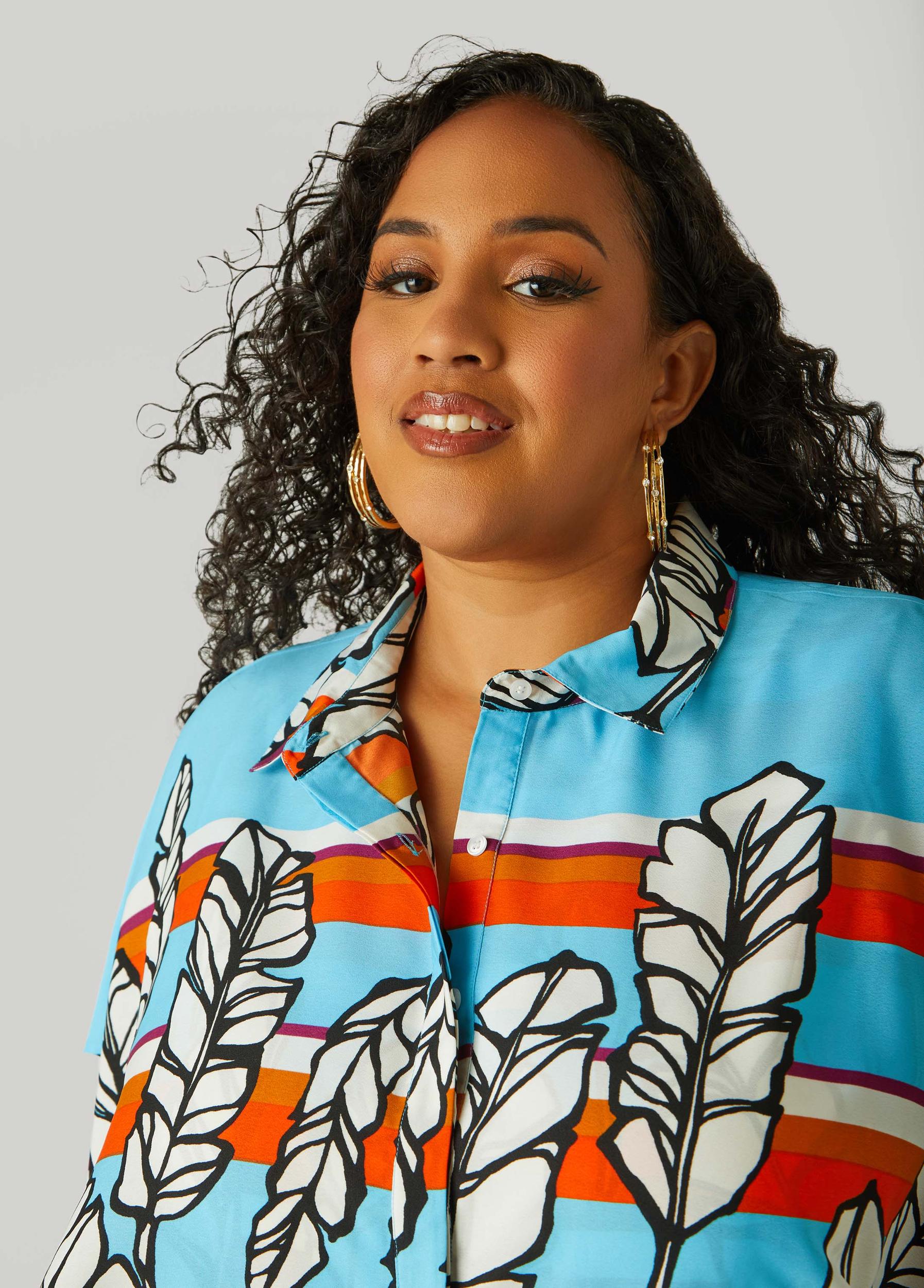 Layered Feather Print Shirt Product Image