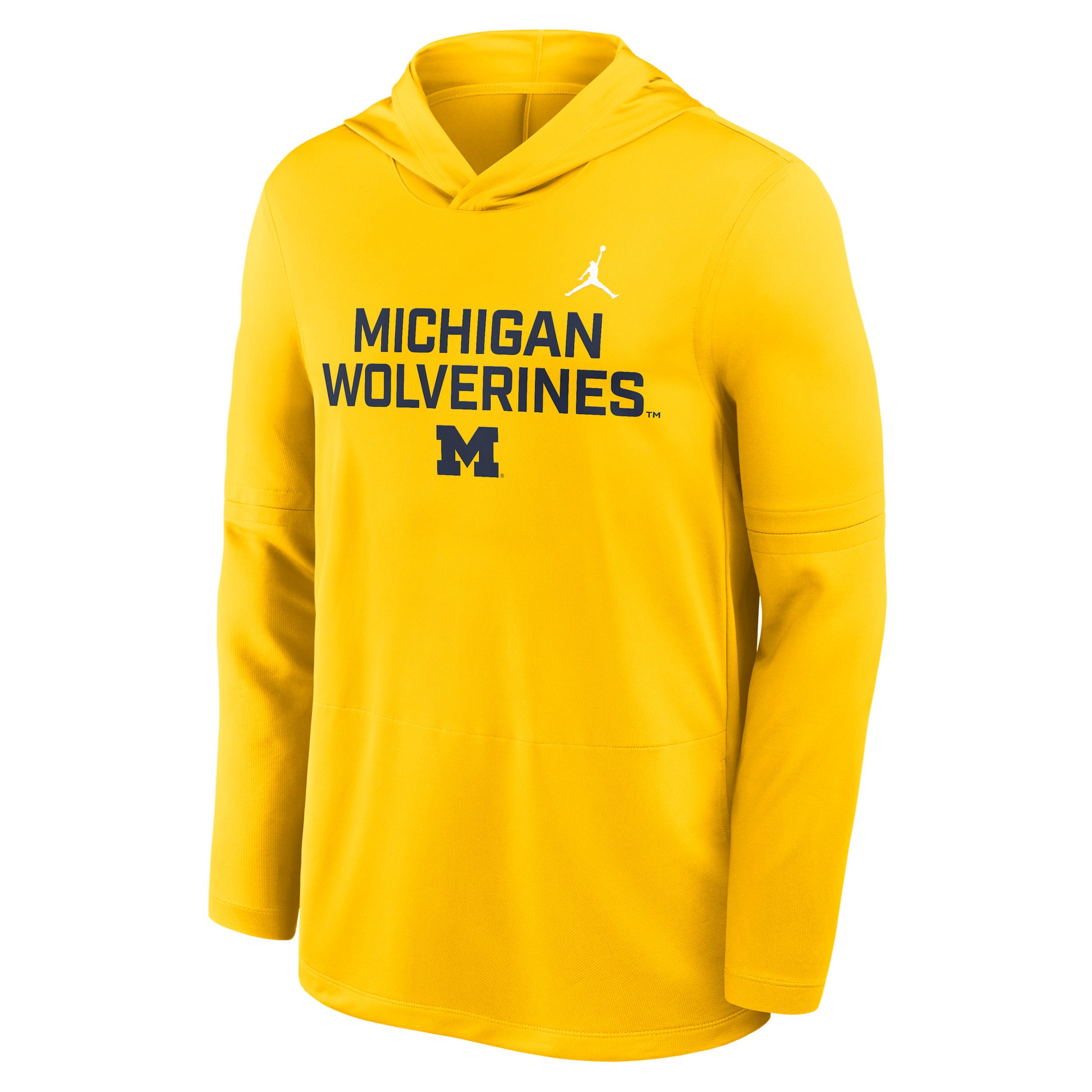 Mens Michigan Sideline Jordan Brand Dri-FIT College Long-Sleeve Hooded Top | 0JB978HMWN-7XL Product Image
