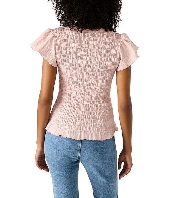 Steve Madden Cecilie Crew Neck Short Sleeve Smocked Peplum Top Product Image