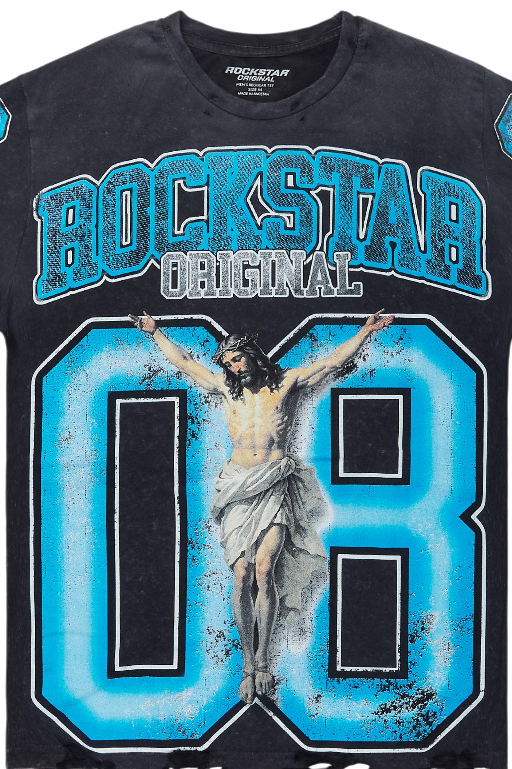 Tariqa Black/Blue Oversized T-Shirt Female Product Image