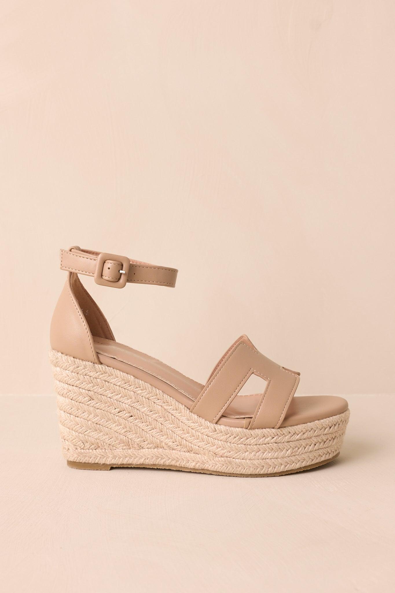 Beachside Dreaming Beige Platform Wedges Product Image