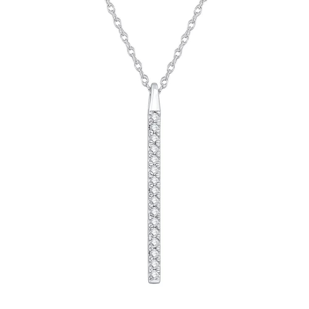 10k White Gold 1/5 Carat T.W. Diamond Stick Pendant Necklace, Women's, Size: 18" Product Image