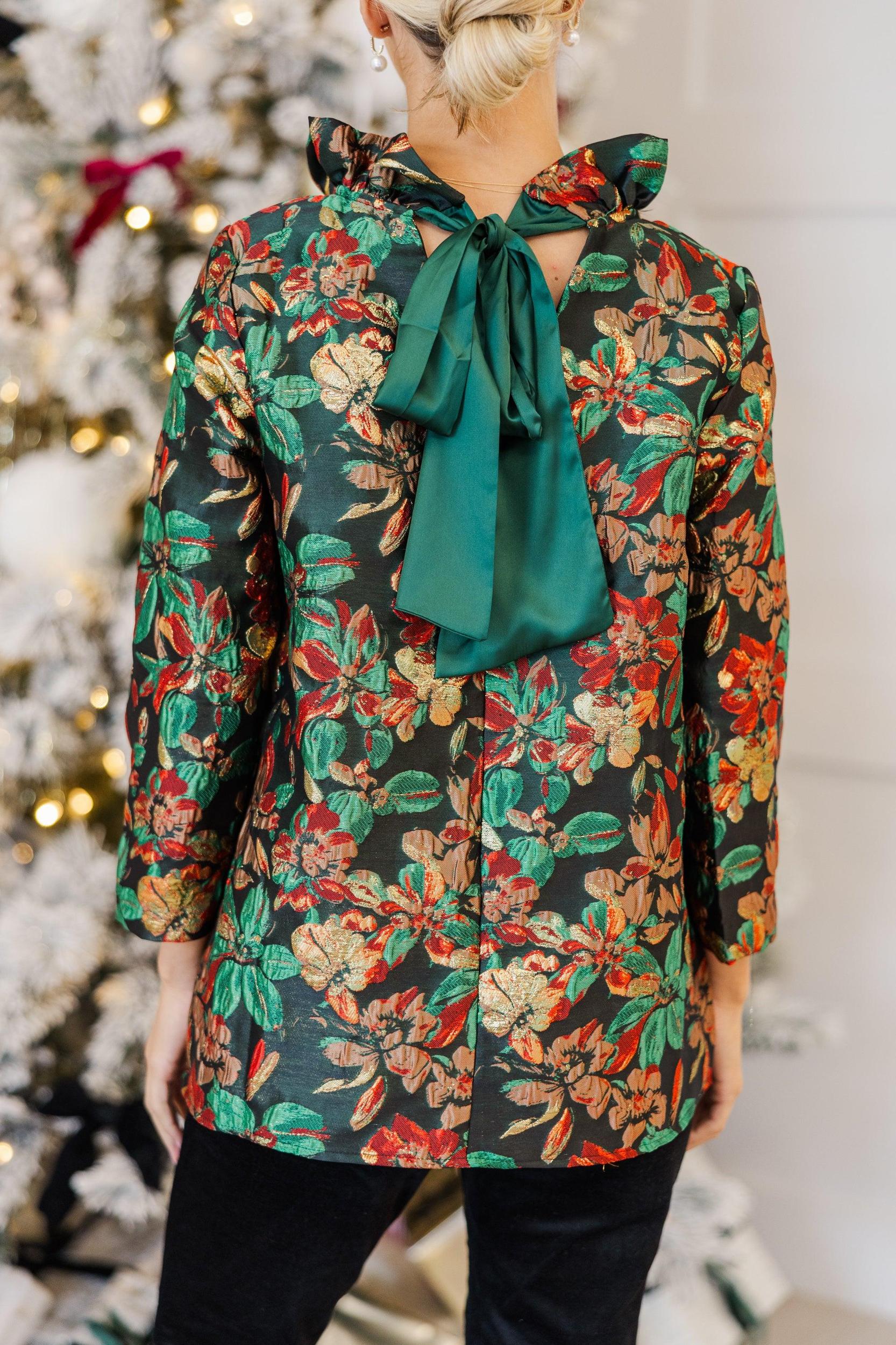 This Is It Emerald Green Floral Blouse Female Product Image