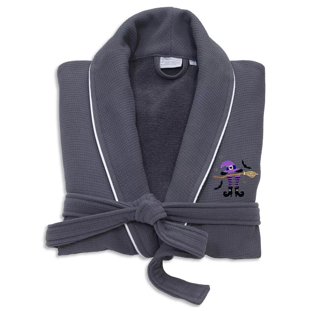 Linum Home Textiles Adult Hotel Collection 100% Turkish Cotton Waffle Terry Embroidered Bathrobe with Satin Piped Trim - Pumpkin Head, Adult Unisex,  Product Image