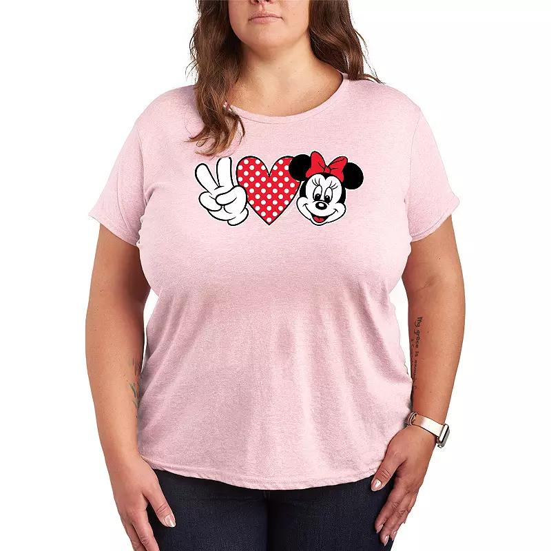 Disney's Minnie Mouse Plus Peace Love Graphic Tee, Women's,  Product Image