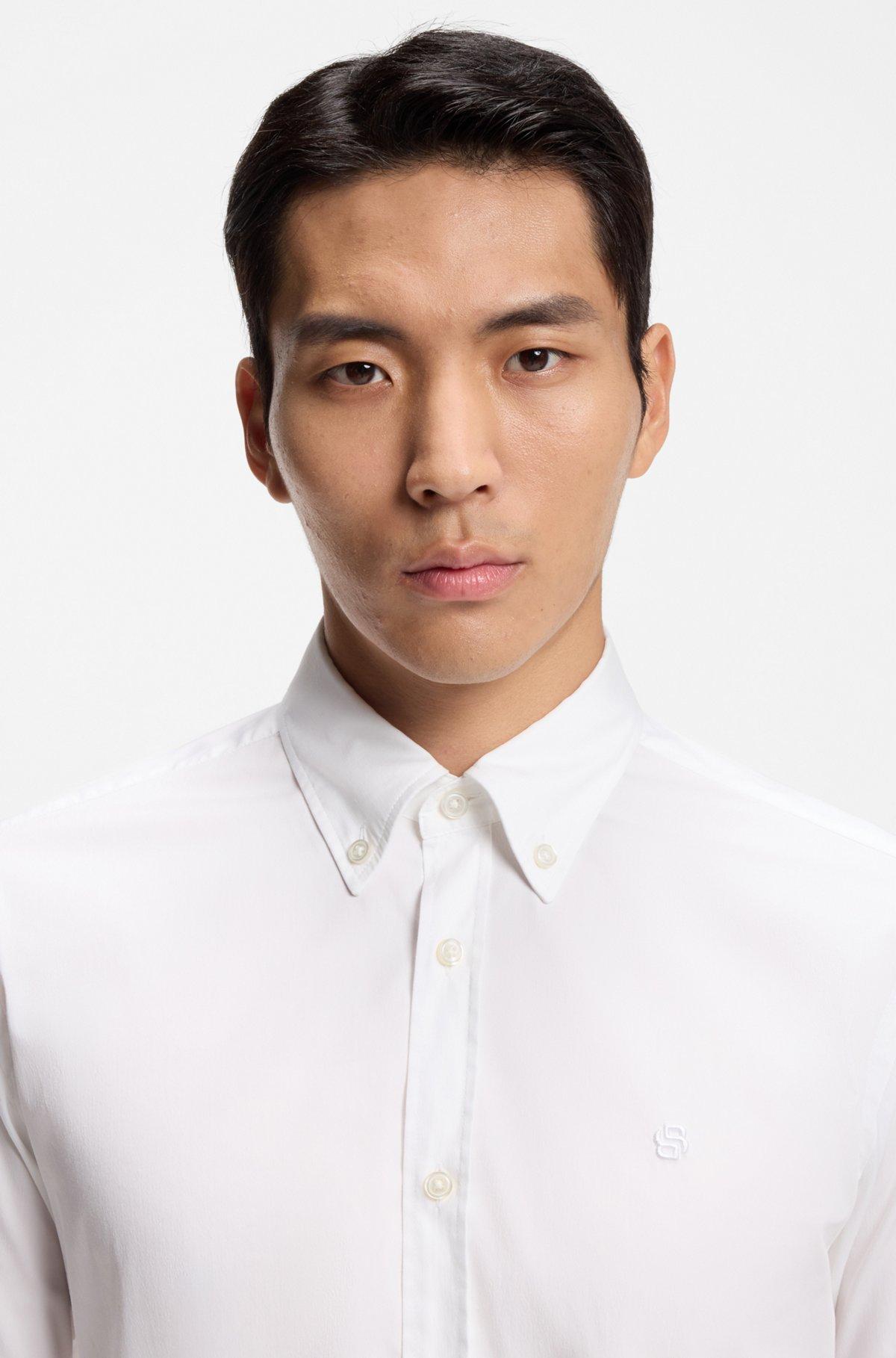 Slim-fit shirt in cotton-blend poplin Product Image