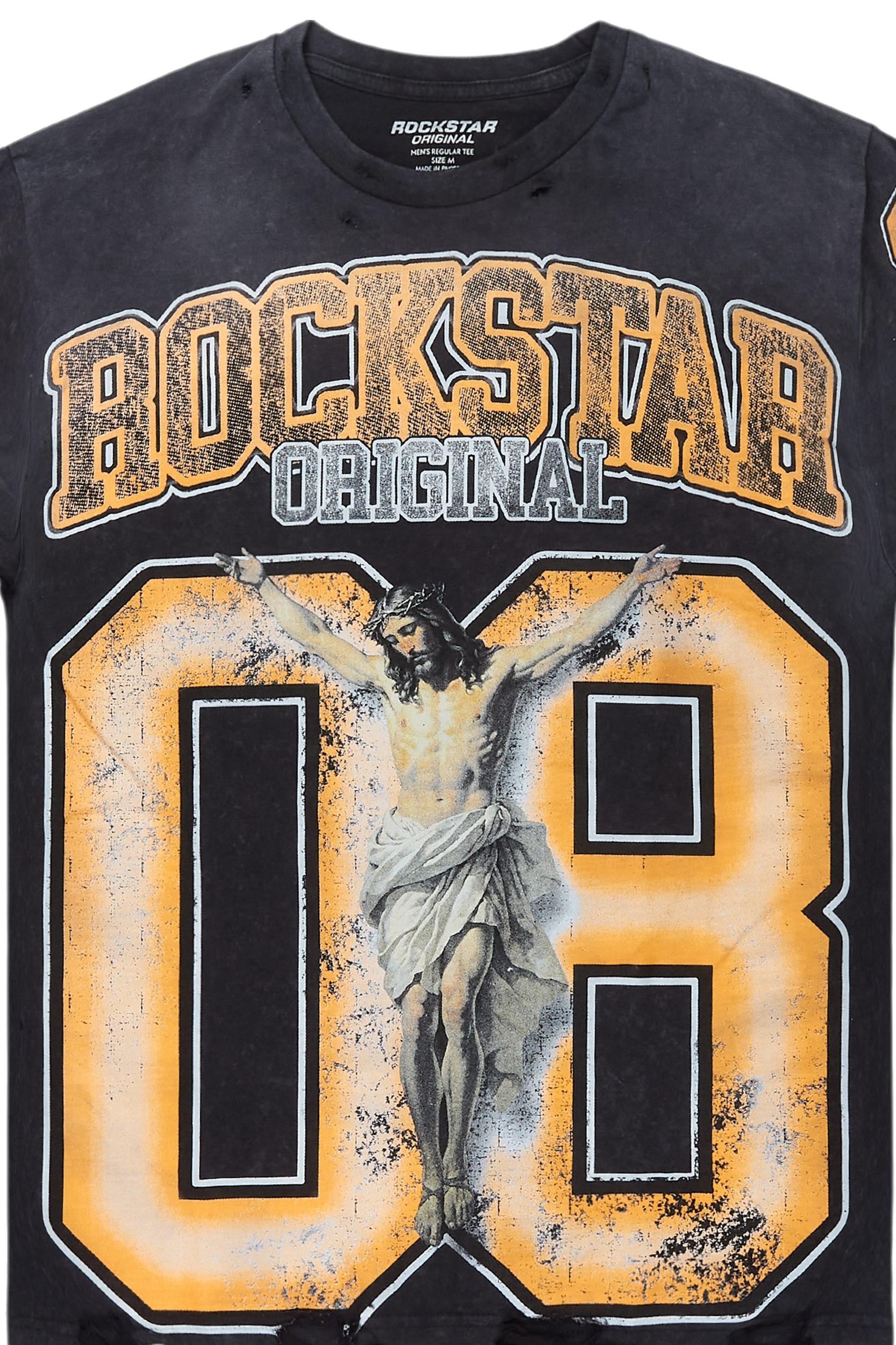 Tariqa Black/Orange Oversized T-Shirt Female Product Image