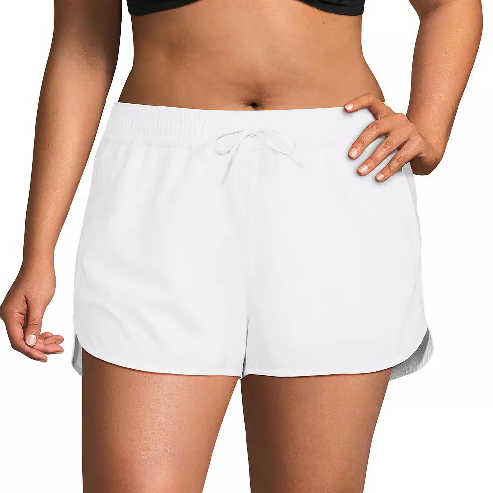 Plus Size Lands' End Woven Packable Swim Cover-up Shorts, Women's, Size: 20 W, White Product Image