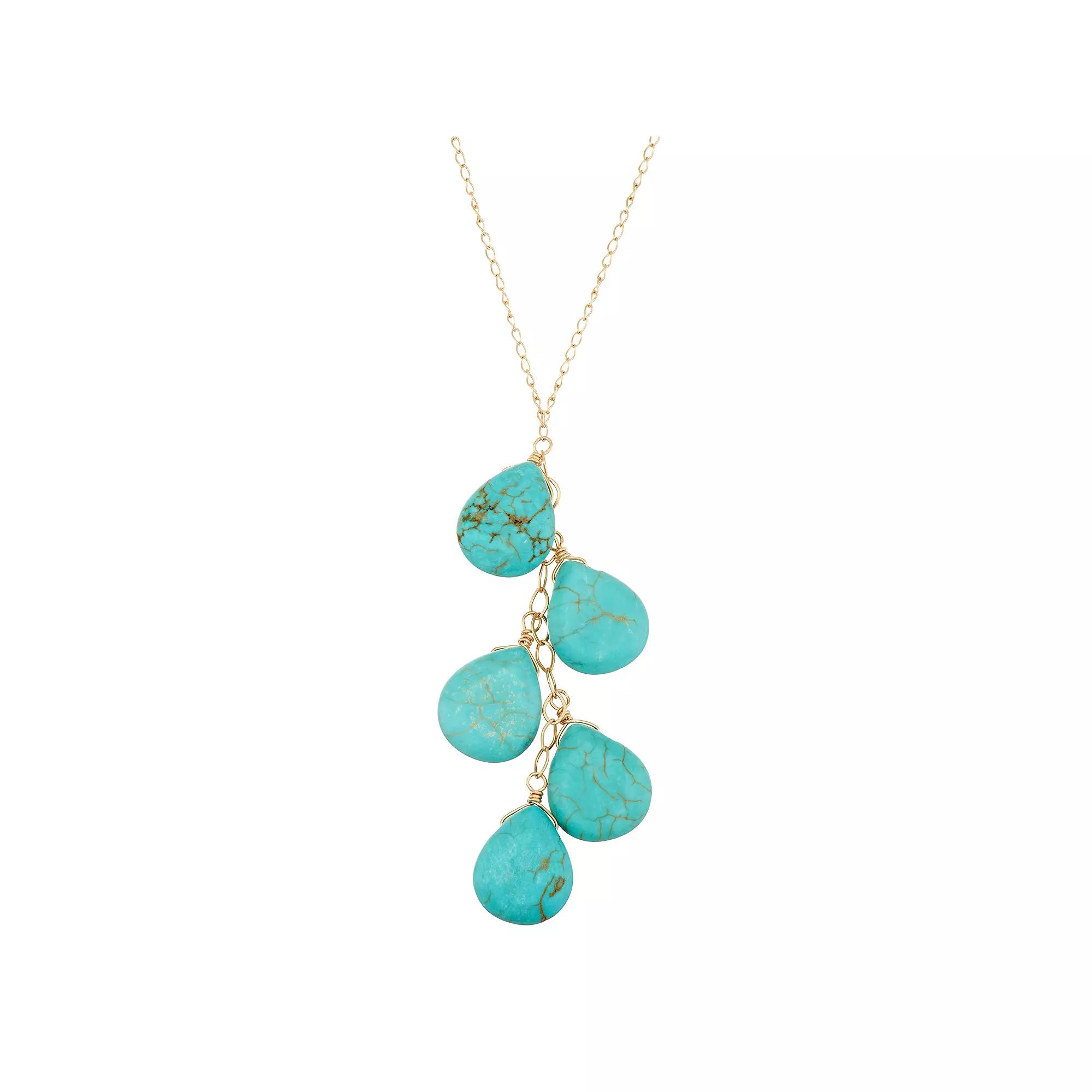 14k Gold Turquoise Y Necklace, Women's, Size: 17", Blue Product Image