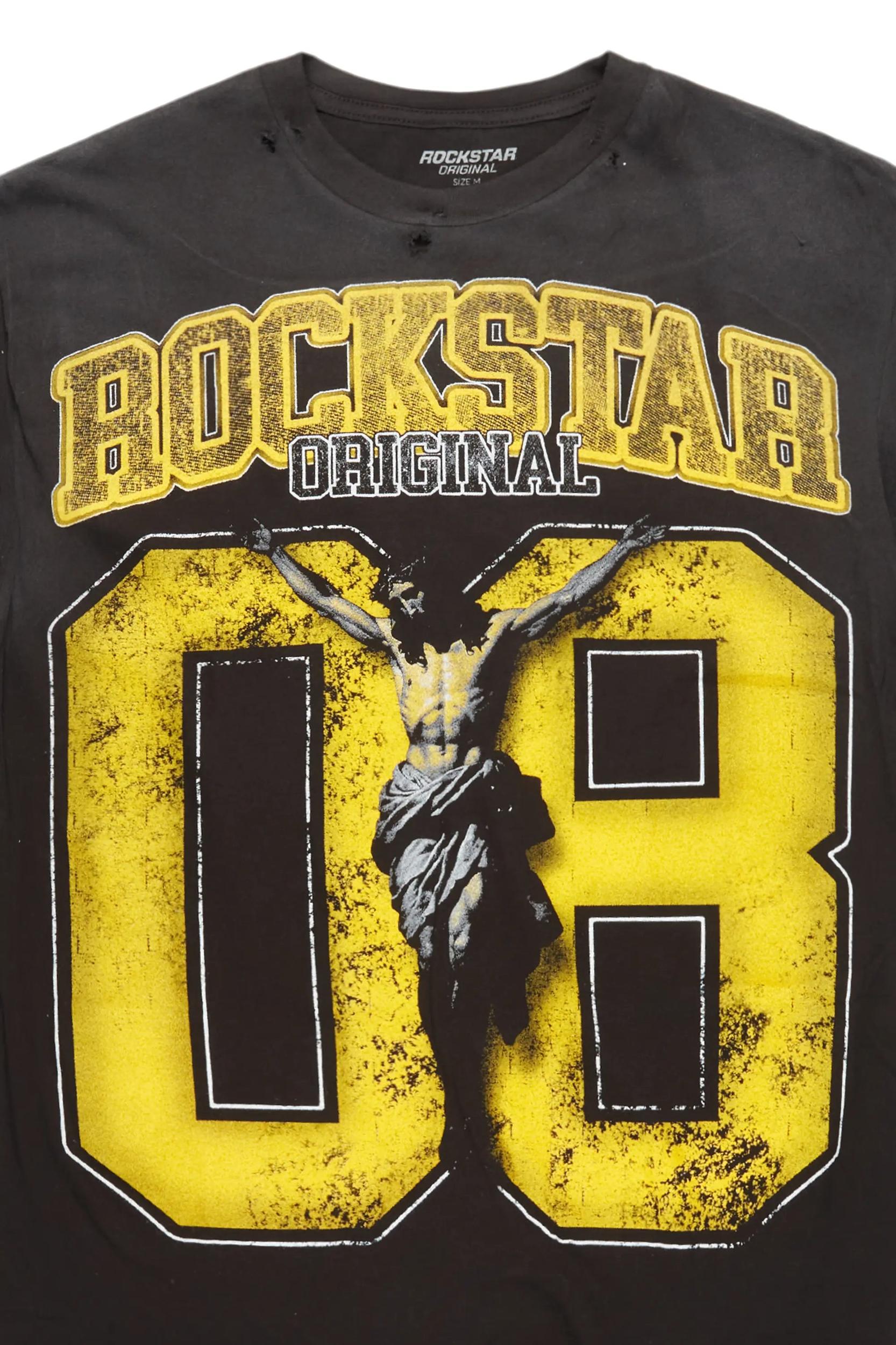 Fields Black/Yellow Oversized Graphic T-Shirt Male Product Image