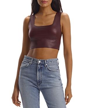 Womens Squareneck Faux Leather Crop Top Product Image