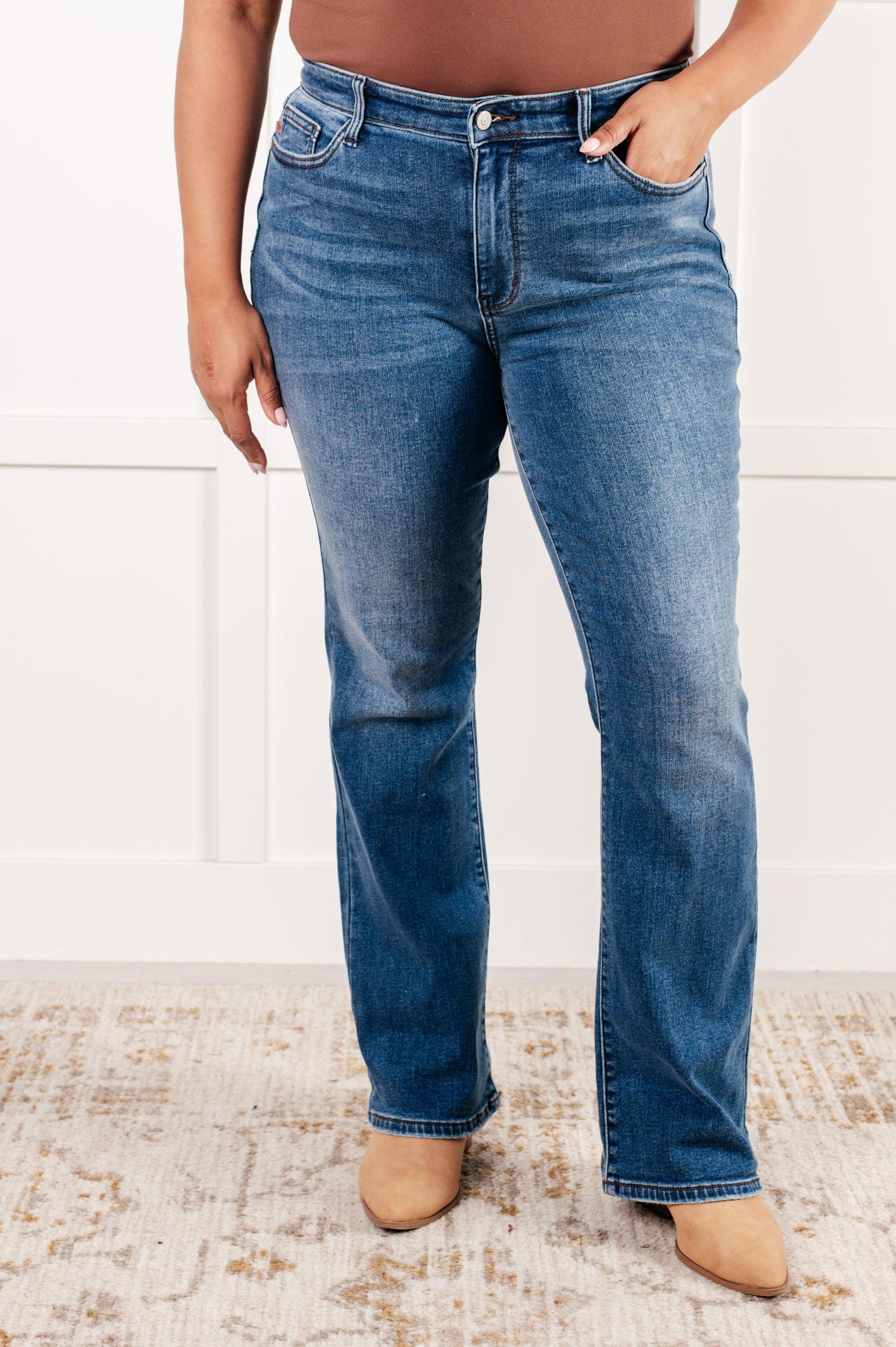 Hannah Mid Rise Thermal Bootcut Judy Blue Jeans Product Image