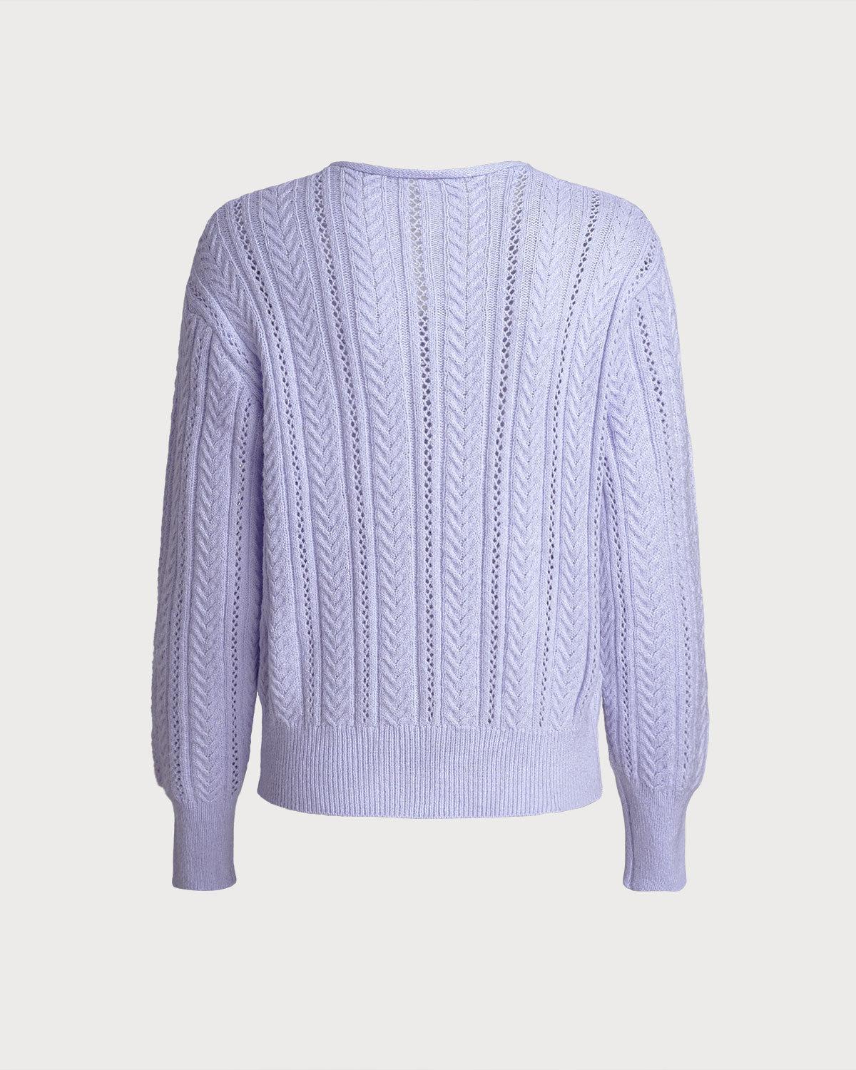 Purple V Neck Single-Breasted Cardigan Product Image