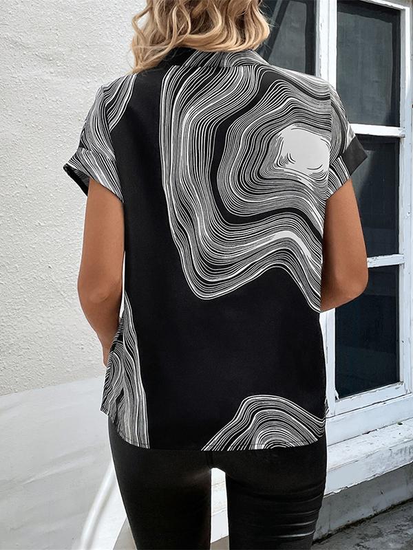 Batwing Sleeves Loose Printed V-Neck Blouses&Shirts Tops Product Image