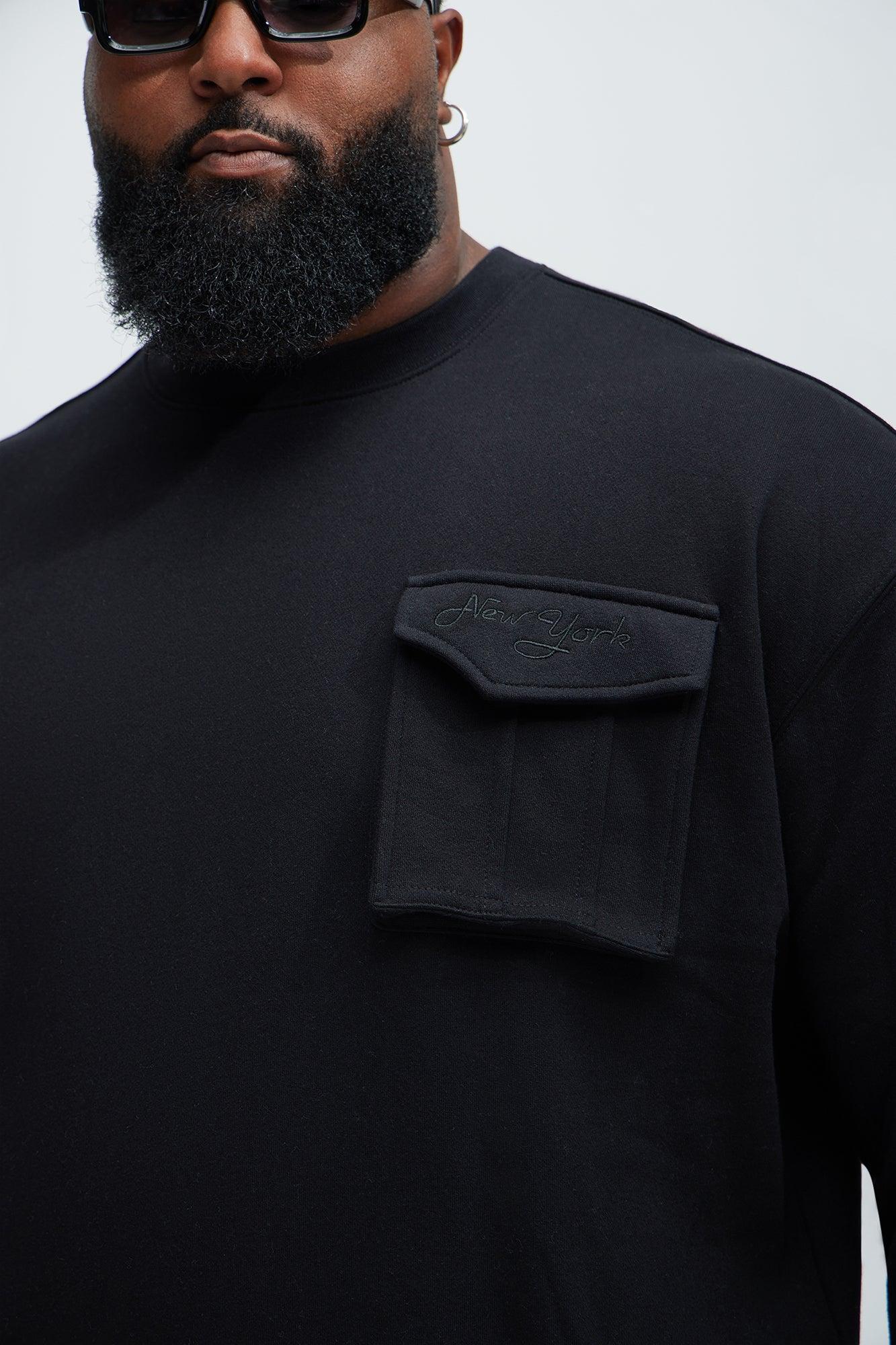 New York Cargo Pocket Crewneck Sweatshirt - Black Product Image