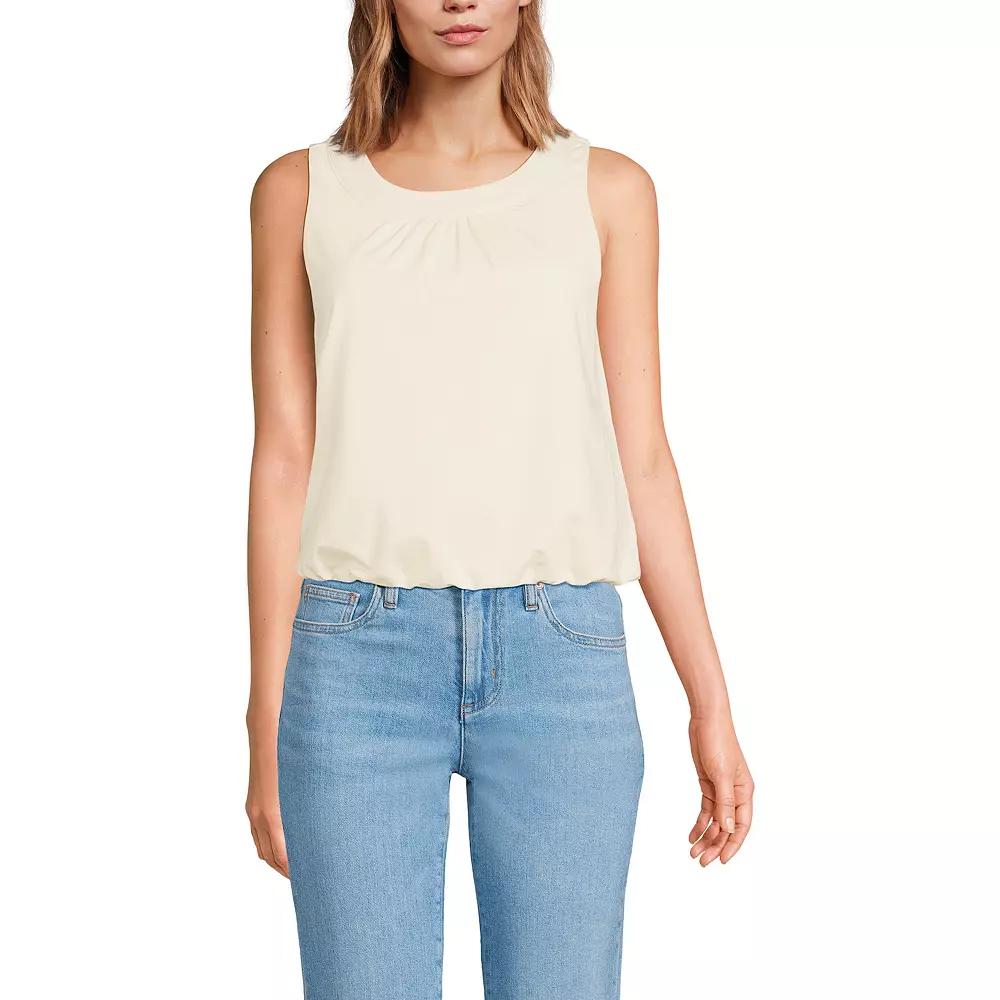 Women's Lands' End Lightweight Jersey Pleated Tank Top,  Product Image