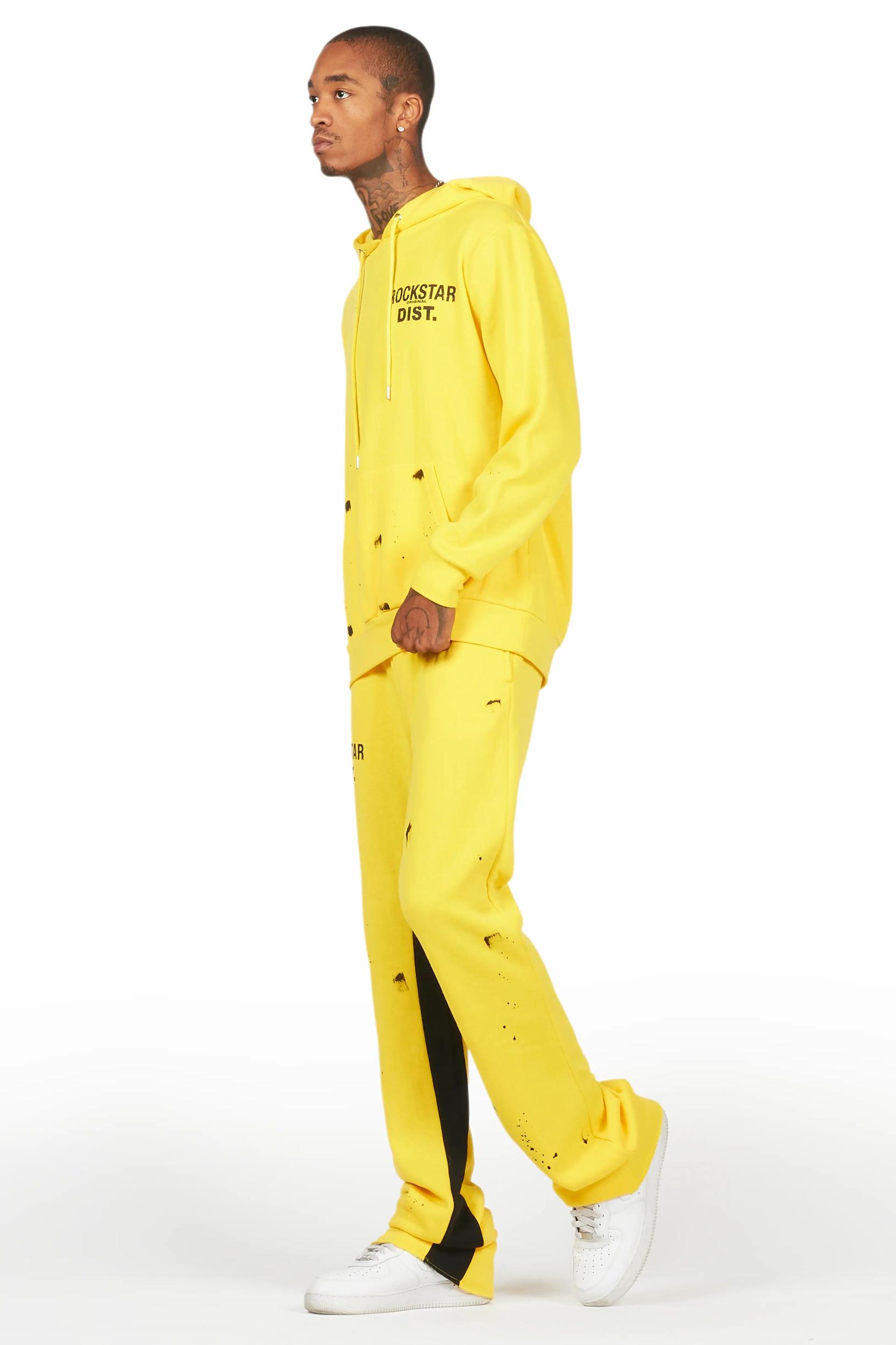 Raffer Yellow Hoodie Baggy Fit Pant Track Set Male Product Image