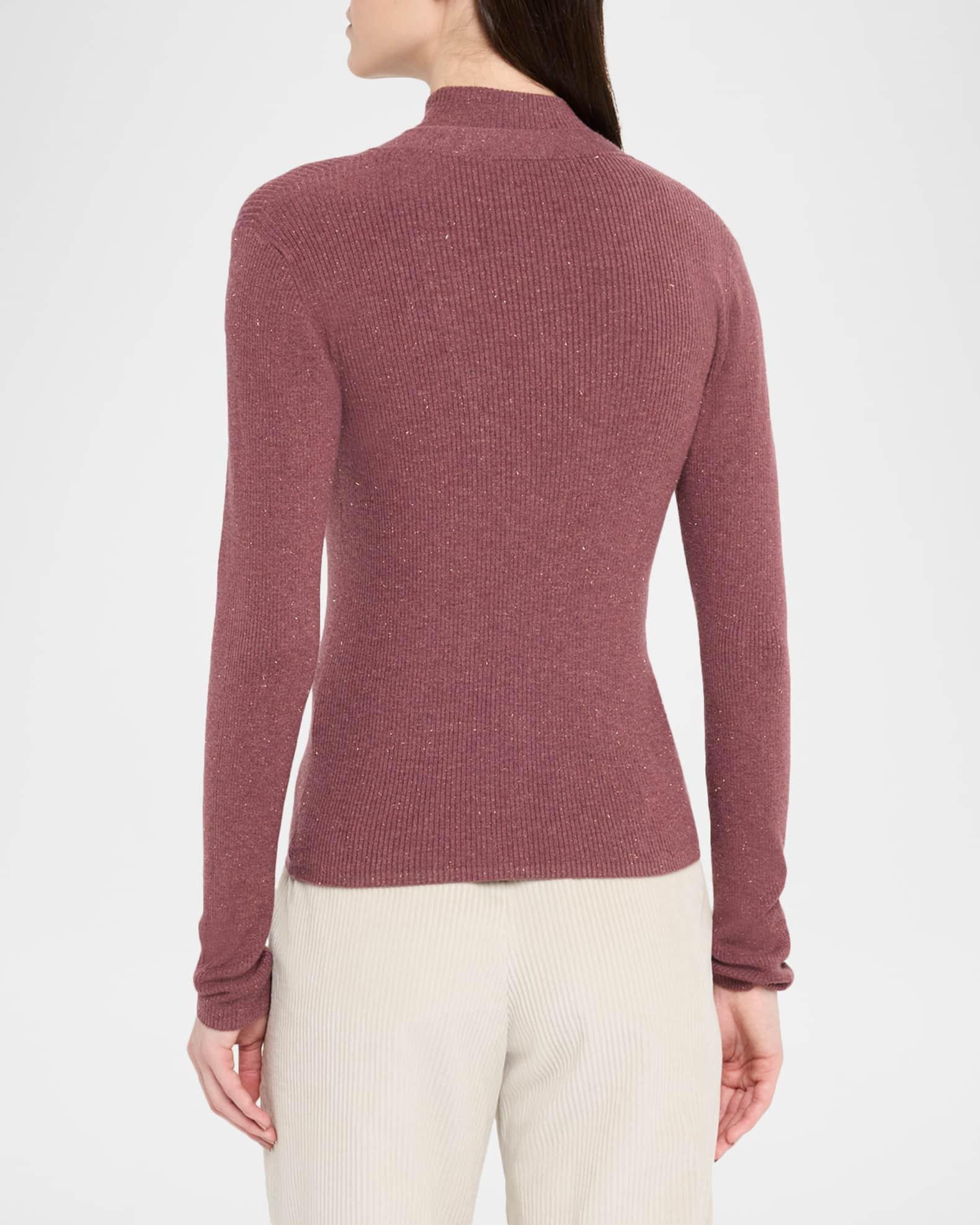 Metallic Cashmere Rib Knit V-Neck Cardigan Product Image