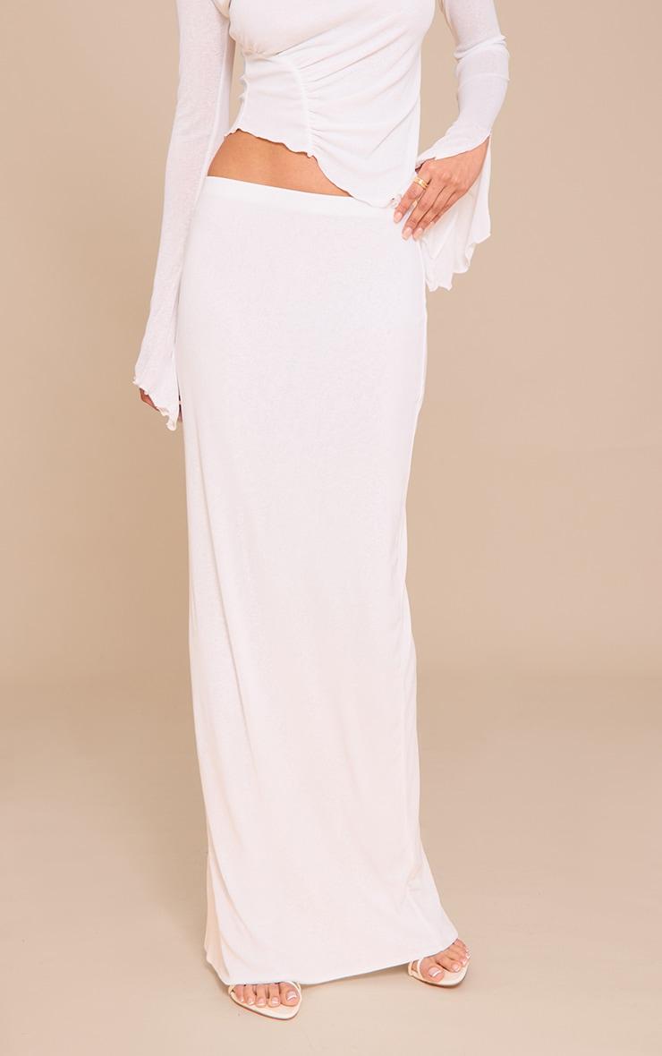 White Burnout Mesh Maxi Skirt Product Image