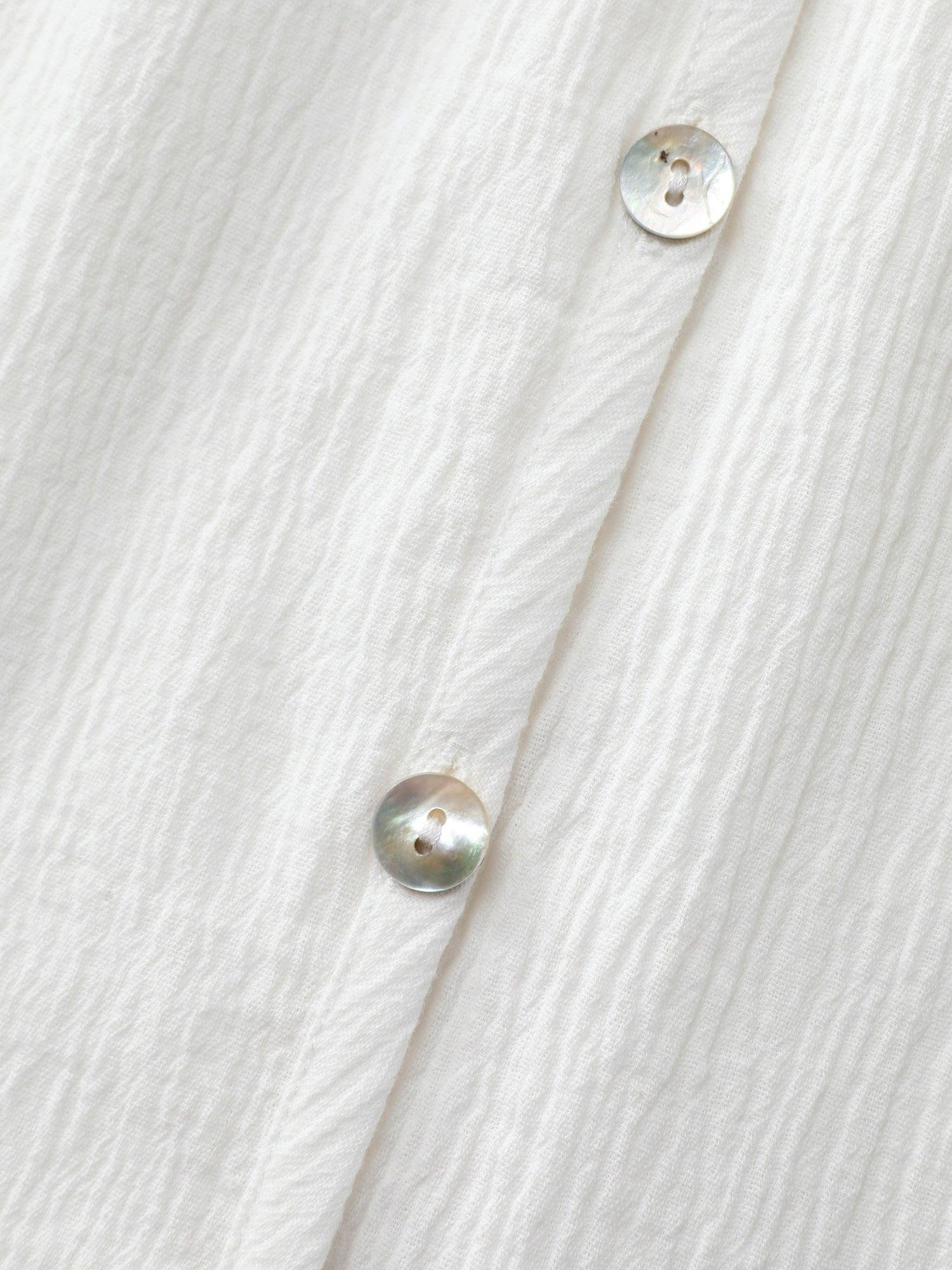 Pure Cotton Textured Lace Trim Button-Front Shirt Female Product Image