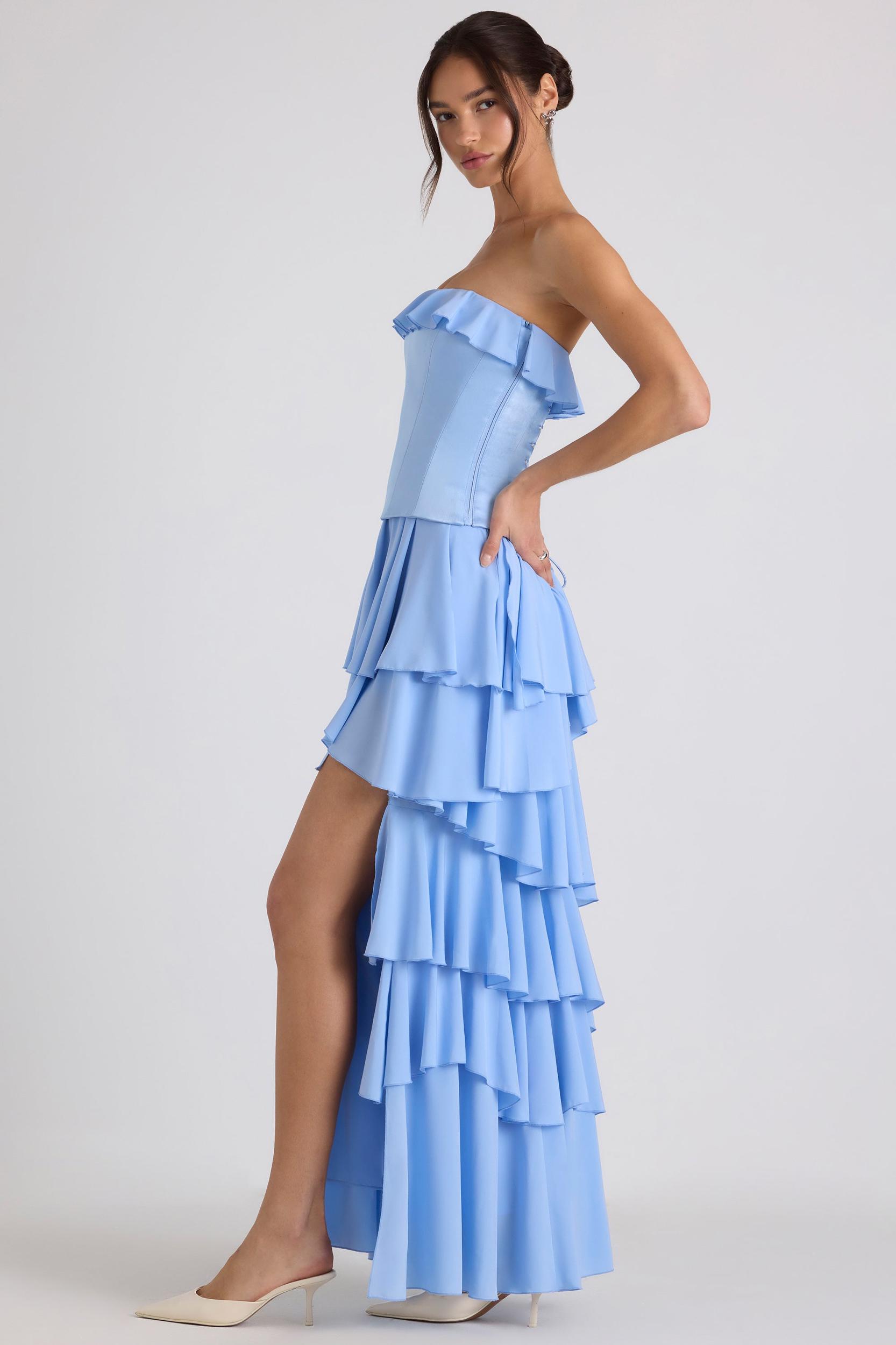 Tiered Corset Gown in Sky Blue Product Image