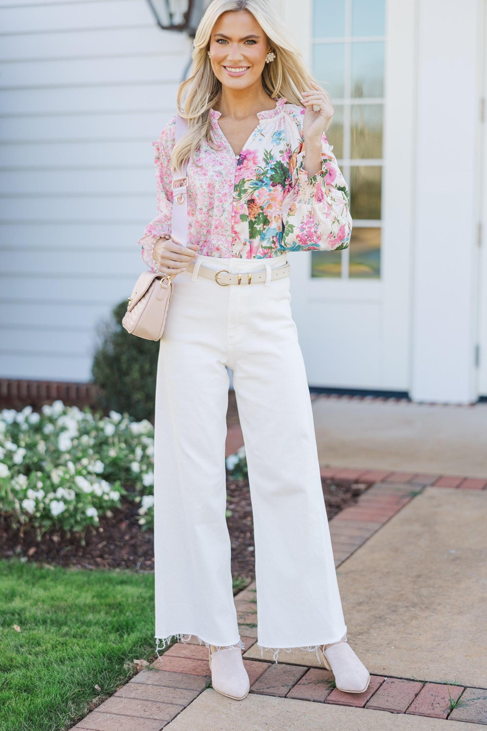 In Full Support Pink Floral Blouse Female Product Image