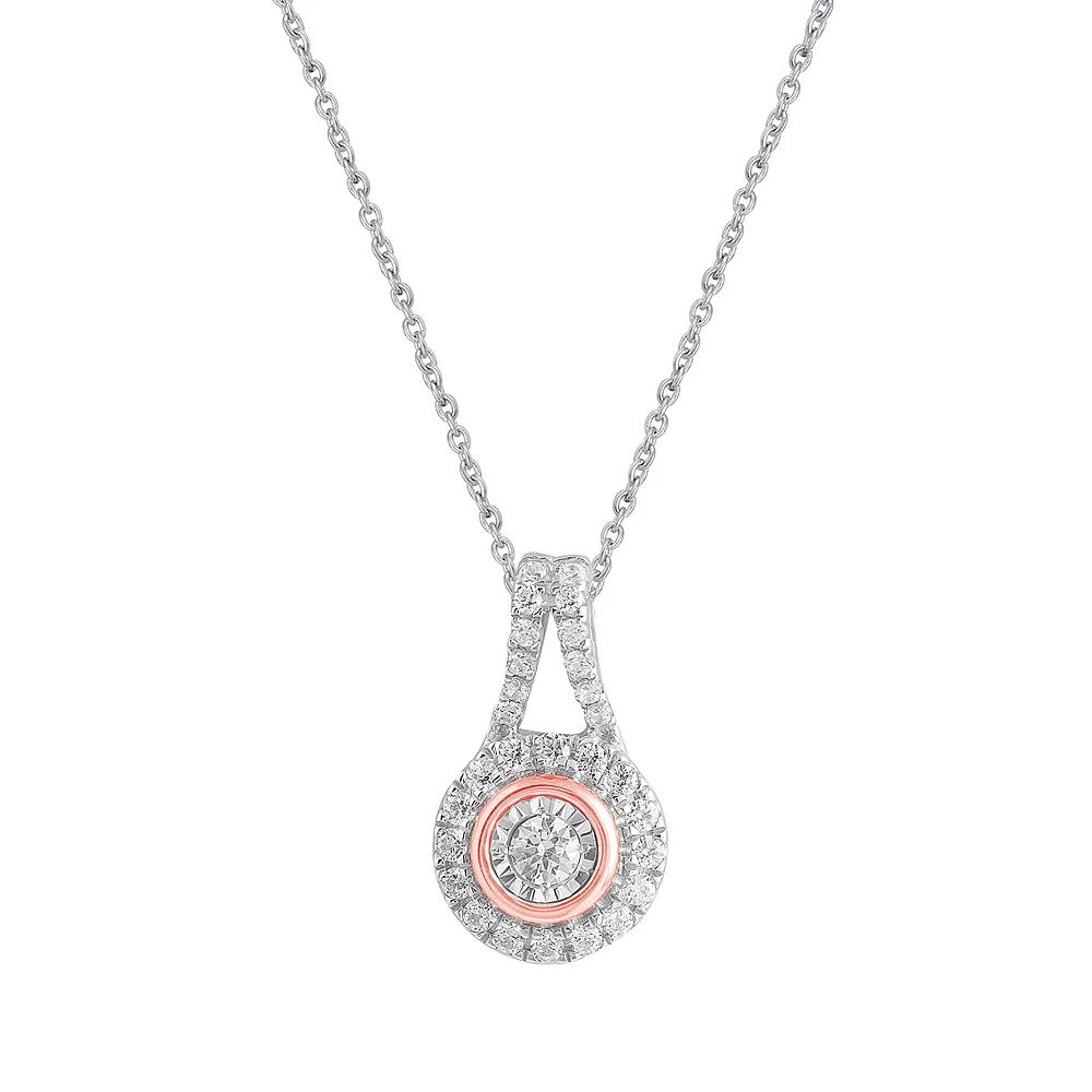 Royal Aura Two Tone Sterling Silver 1/5 Carat T.W. Diamond Pendant Necklace, Women's, Size: 18" Product Image