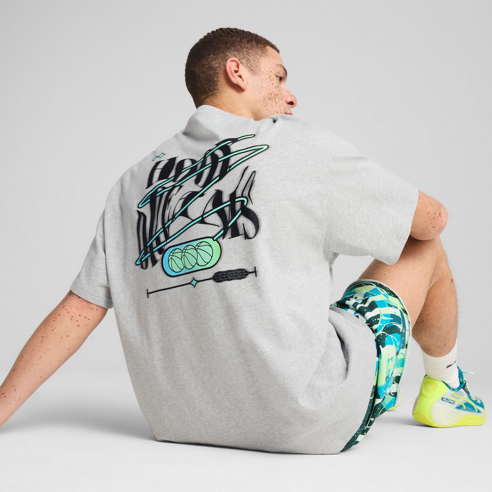 PUMA Hoop Dreamz Men's Oversized T-Shirt in Grey Product Image