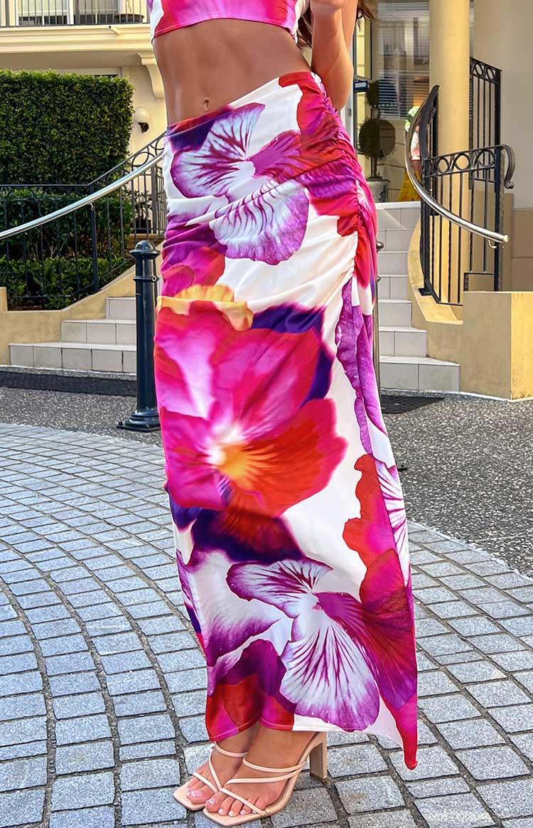 Romantic Rose Pink Floral Print Maxi Skirt Baby Product Image