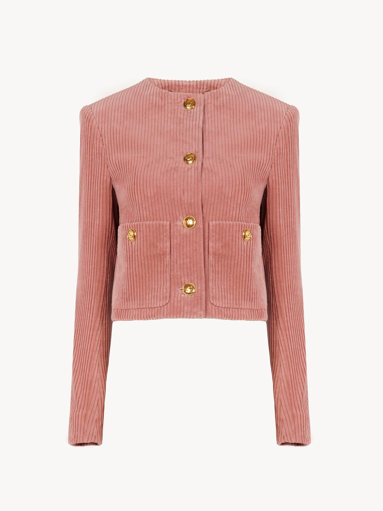 Cropped boxy jacket in velvet Product Image