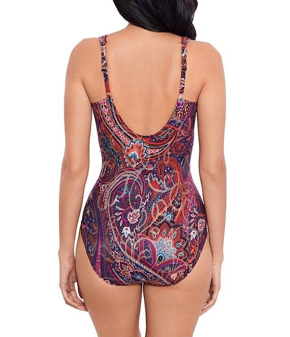 Miraclesuit Dynasty Siren Printed Surplice V-Neck Underwire One Piece Swimsuit Product Image