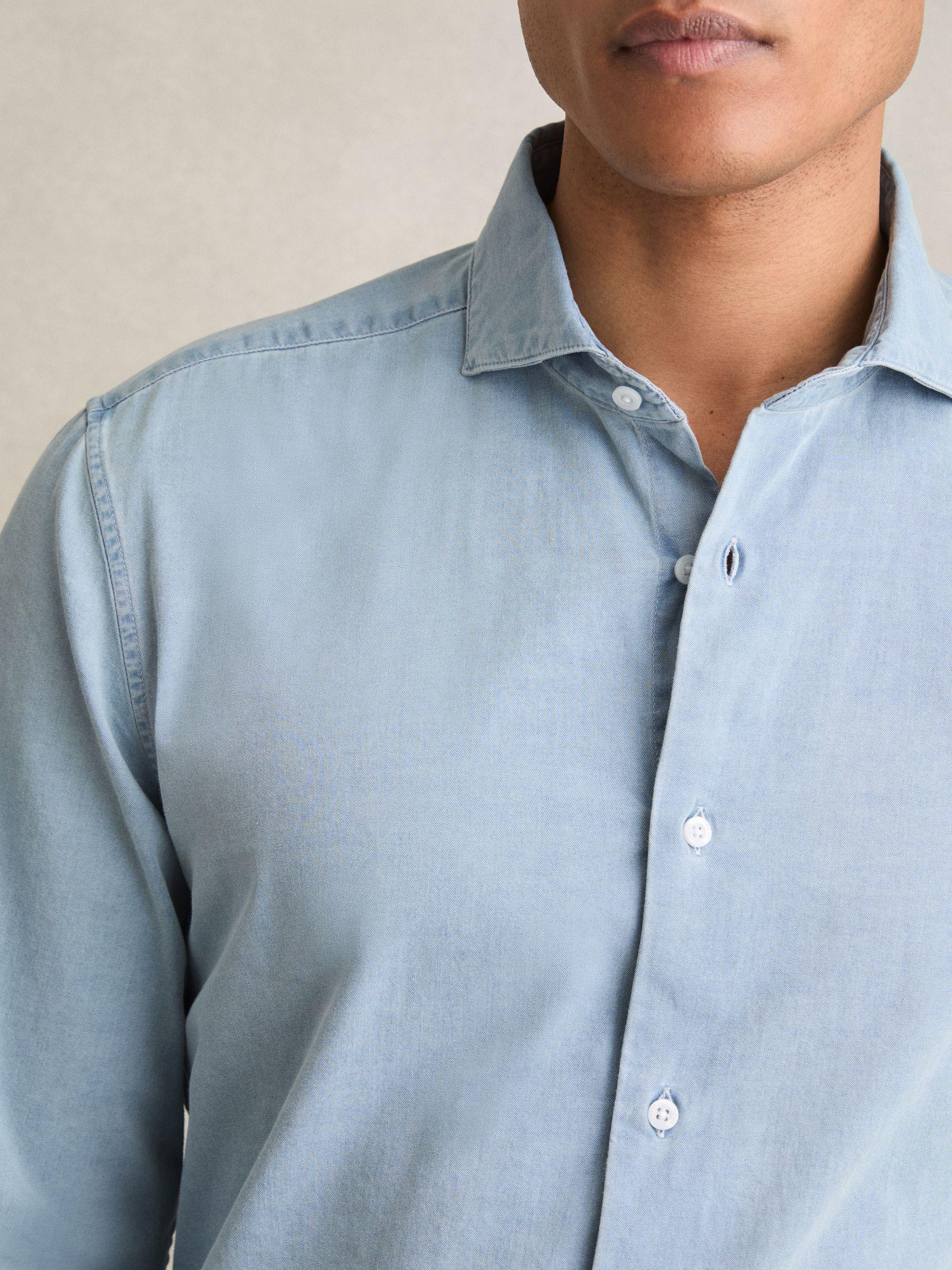 Washed Cotton Chambray Shirt in Blue Product Image