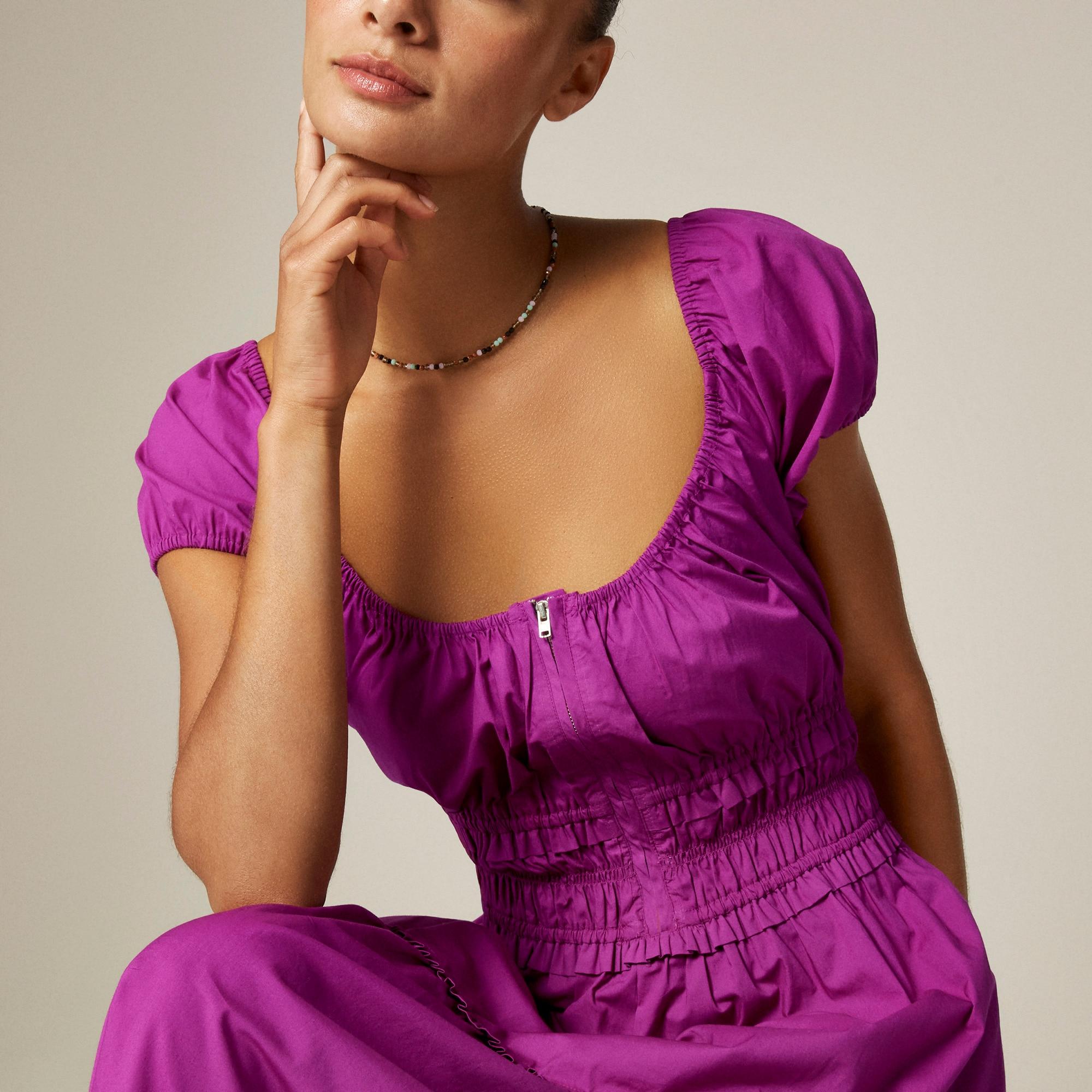 Tiered midi dress in cotton poplin Product Image