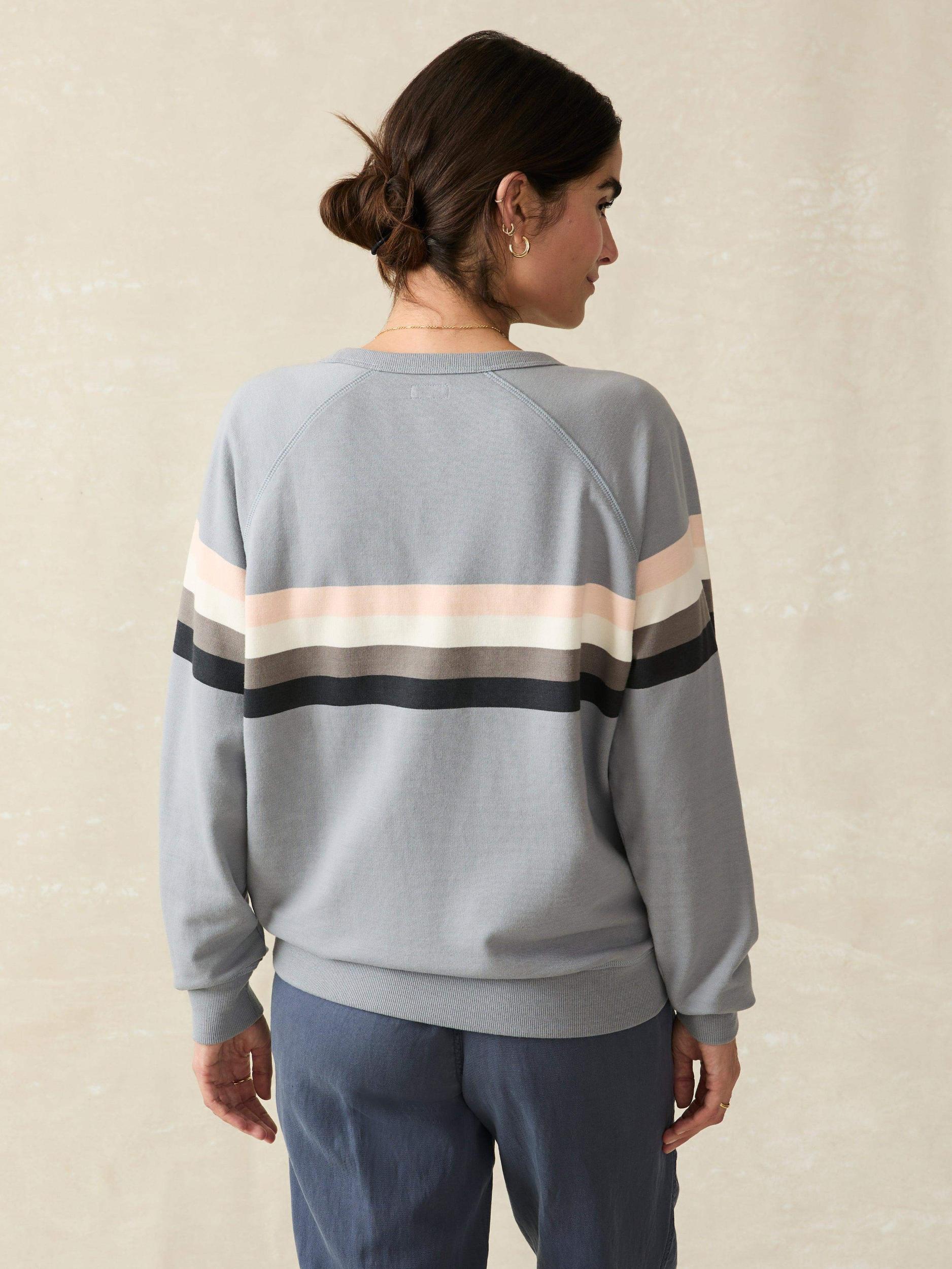 Coastal Cloud Cotton Crew - Blue Westward Stripe Female Product Image