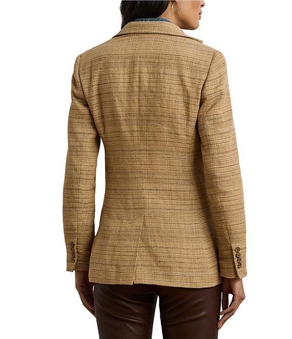 Lauren Ralph Lauren Linen Blend Herringbone Notch Lapel Long Sleeve Single-Button Blazer Product Image
