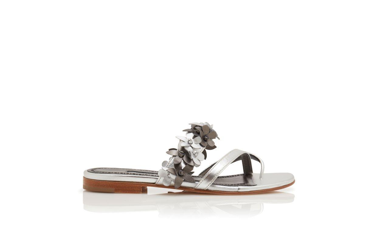 FIOSA Silver Nappa Leather Flat Sandals Product Image