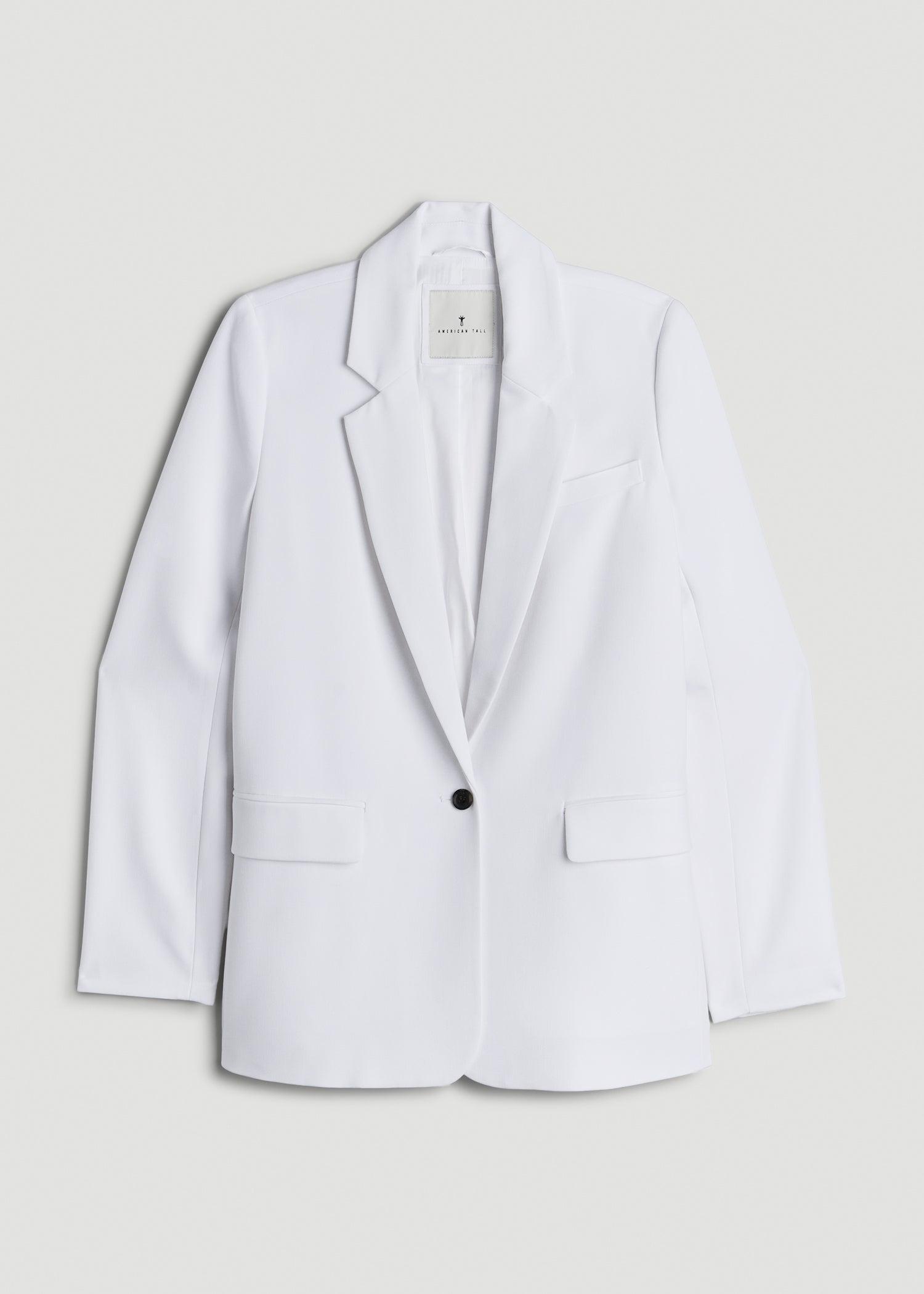 Boyfriend Fit Single-Button Blazer for Tall Women in Optic White Female Product Image