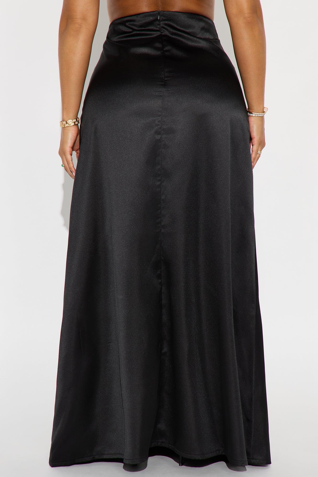 Estella Satin Maxi Skirt - Black Female Product Image