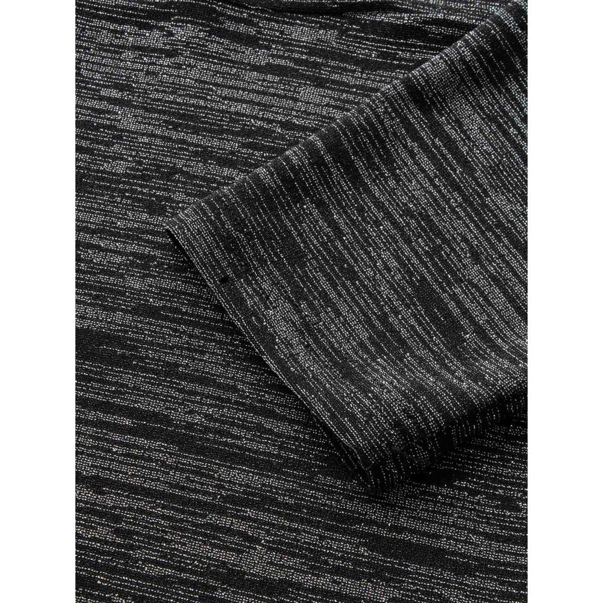 Plus Size Glitter Round Neck Backless Dress Black Women Cocktail Texture Party Curvy Bloomchic 26/4X Product Image